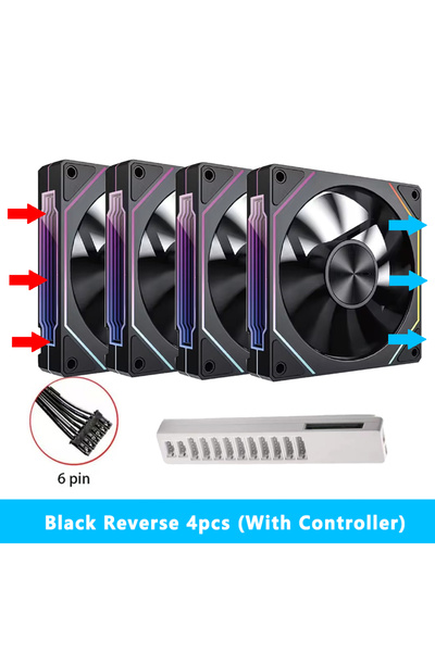 Choice6 مروحة كمبيوتر 6pin RGB سوداء أخرى، 4 قطع، Prism 5 PRO، 120 مم، 6pin R...