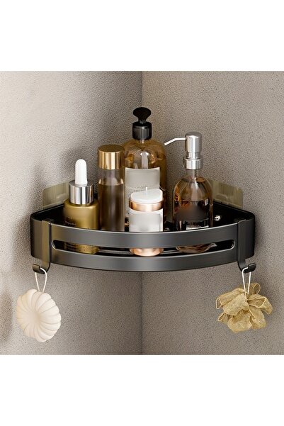 Choice Black 1Triangle 1pc Non-Drill Aluminum Bathroom Storage Rack - Wall-Mo...