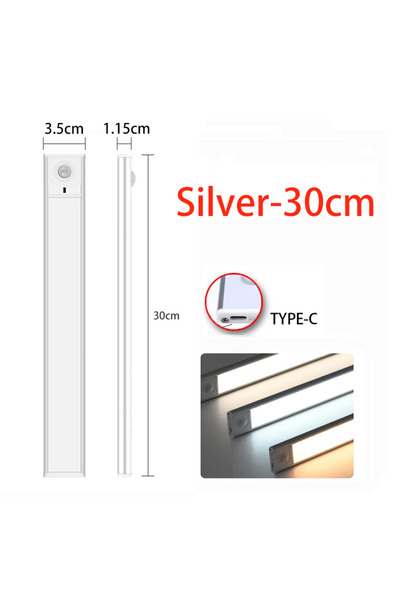 Choice Silver 30cm Wiscolor Type-C USB Wireless LED Cabinet Light Rechargeabl...