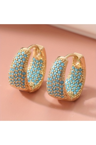 Choice WC5234-1 Ladies' Elegant Fashion Green Synthetic Turquoise Earrings Su...