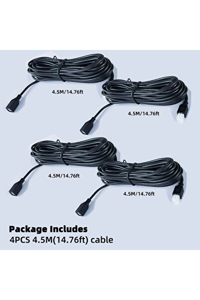 choice2 4.5M(4Pcs) 2 Pin Parktronic Parking Sensors Extension Cable Cord for ...