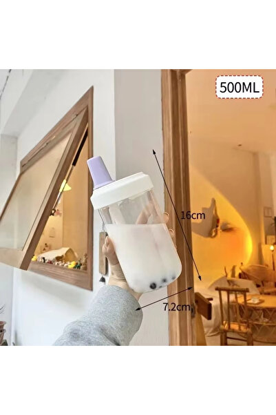 Choice 500ml-purple Large Capacity Pearl Milk Tea Glass Cup with Straw, Simpl...