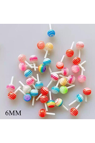 Choice 3(6mm100pcs) 20/50/100Pcs Mixed Cute Lollipop Nail Art Charms 6mm 3D K...