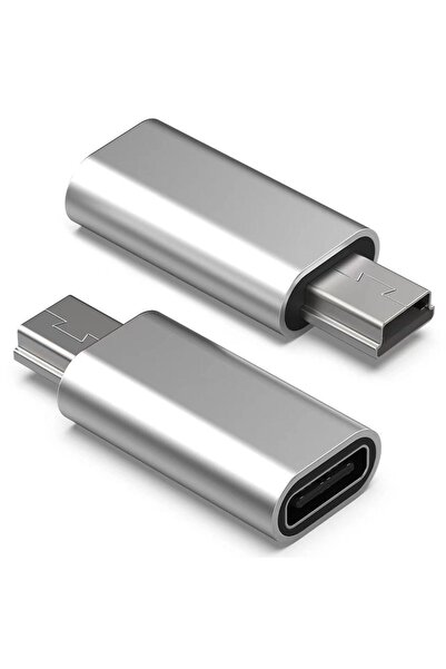 Choice محول USB C إلى Mini USB فضي 2 قطعة، محول من نوع C أنثى إلى Mini USB ذك...
