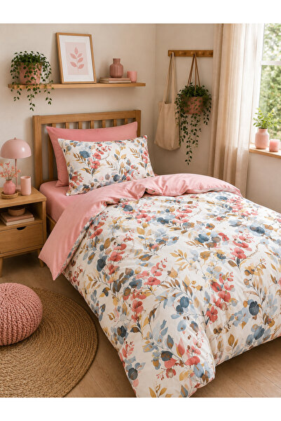 MYSTORY HOME COLLECTION Single Duvet Cover Set with Fitted Sheet Eucalyptus Pink