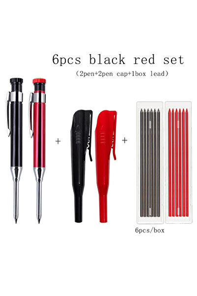 Choice 6pcs black red set 6Pcs/set Metal Pen Clip Mechanical Pencil Set with ...
