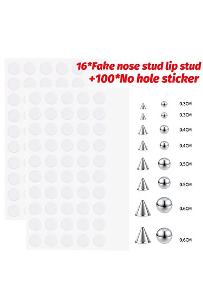 Choice3 Face Plug & Tunnel Jewelry Round Sharp-2set Round Fake Piercing Stud ...