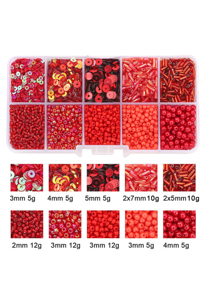 Choice 1set style11 10 Grid Set Box Rice Bead Sequins Imitation Pearl Materia...