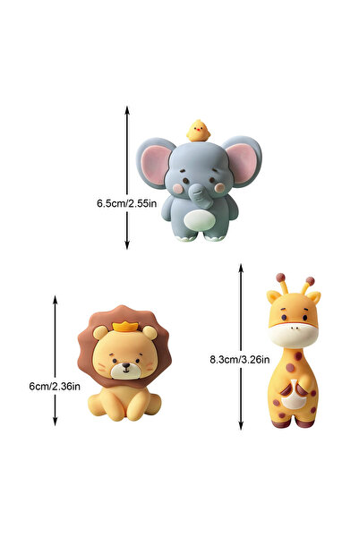Choice1 3pcs 3pcs Safari Animal Cake Toppers - Cute Lion Elephant Giraffe Jun...