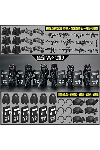 Choice4 6 people shield Special forces figures ghost swat soldiers assembling...