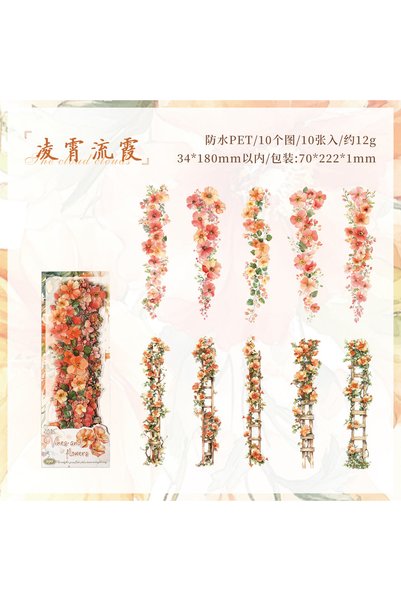 choice2 2 0-Sheet Long Floral Sticker Set, Charming Flower Designs, Ideal for...