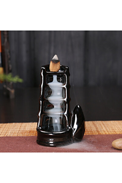 choice2 CB Black Ceramics Backflow Incense Burner Small Buddha Hand Red Lotus...