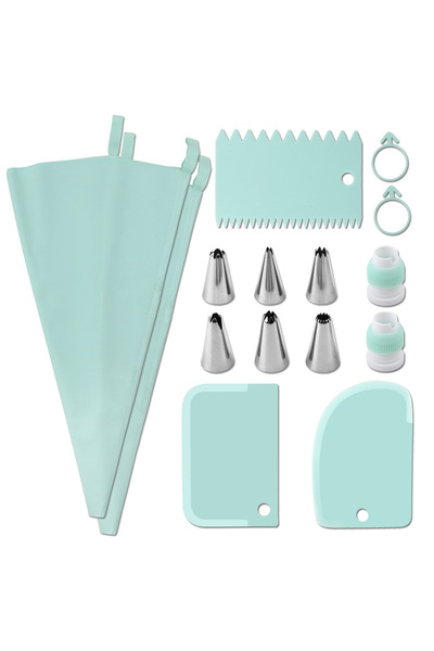 Choice 15PCs Skyblue Piping Pastry Bag With Nozzles Set For Confectionery Tip...
