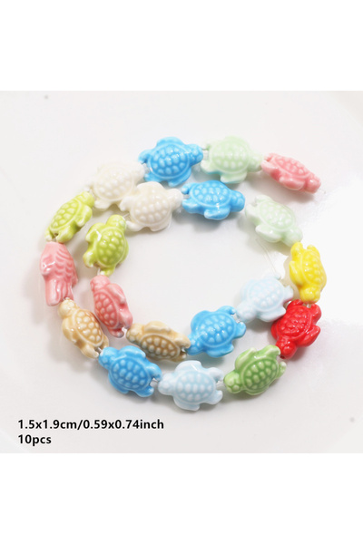 Choice17 C07266 10Pcs Kawaii Ceramic Beads Sea Animal Fish Duck Heart Flowers...