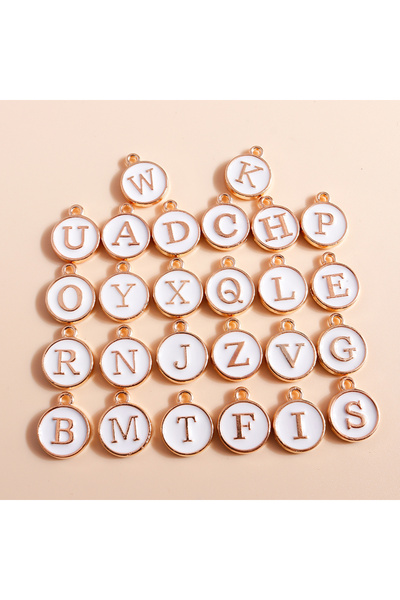 Choice WHITE random mix 10pcs 10pcs Cute Mini White Alphabet 26 Letters Charm...