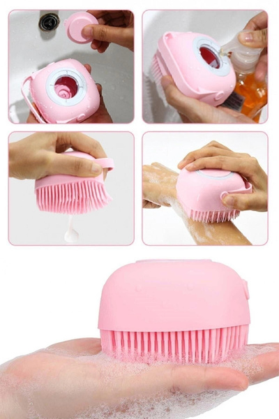 Tutankamon 2 Pieces Silicone Bath Shower Gel Pouch with Chamber Shampoo Exfoliating Body Massage Brush Dish Washing Washcloth