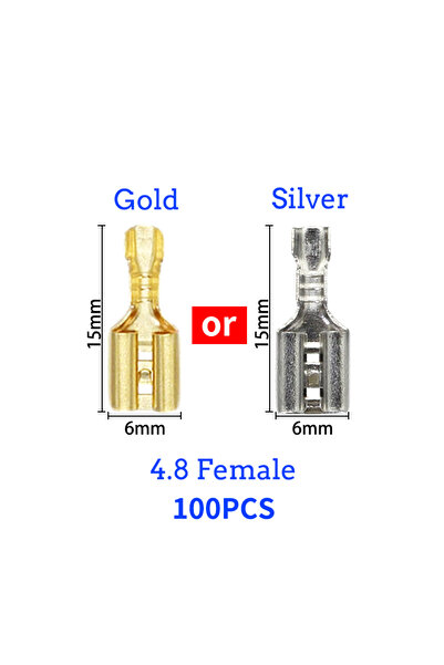 Choice3 Gold 4.8 Female(100PCS) 100/200Pcs2.8/4.8/6.3mm Female and male Crimp...