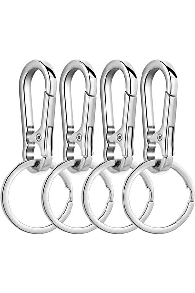 Choice Silver-4pcs Metal Carabiner Clip Keychain Carabiner Shap Keyring Key C...