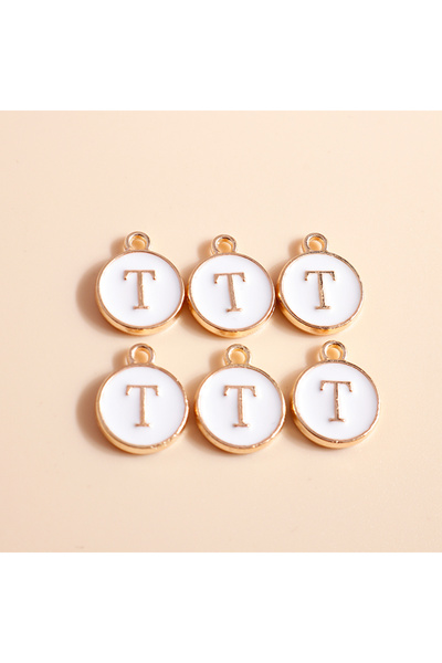 Choice WHITE T 10pcs Cute Mini White Alphabet 26 Letters Charms Pendants for ...