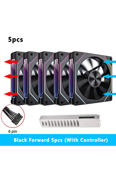 Choice مروحة كمبيوتر 6Pin RGB سوداء أخرى 120 مم 6Pin RGB لعلبة الكمبيوتر، 5 ق...