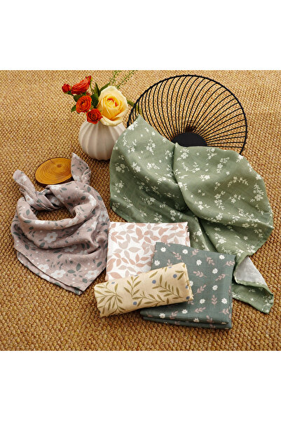 Choice5 60X60cm KB010-SF10 Elinfant 5pcs Gift Set Bamboo Cotton Muslin Bib Bu...
