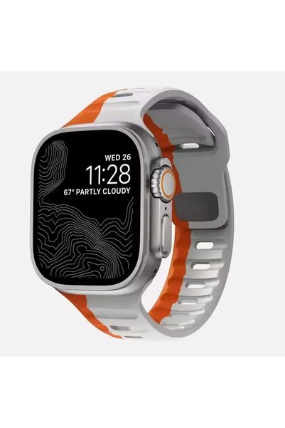 Choice حزام سيليكون ناعم برتقالي رمادي 42 مم 44 مم 45 مم 49 مم لساعة Apple Wa...