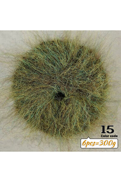 Choice 15 Matcha Green 300g Colorful Long-Haired Alpaca Mohair Yarn, Handmade...