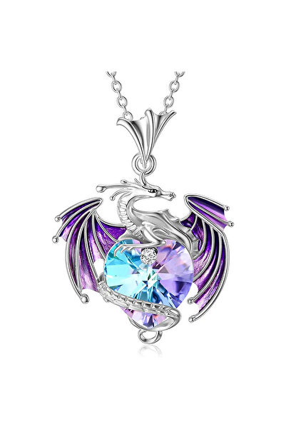 Choice Purple Flying Dragon Pendant Jewel Necklace Charm Love Birth Stone Fly...