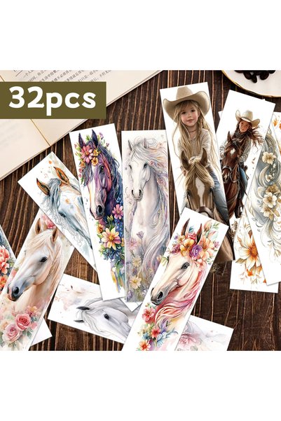 Choice Mixed Color 32pcs, Watercolour Horse Bookmarks, Maiden and Horse Serie...