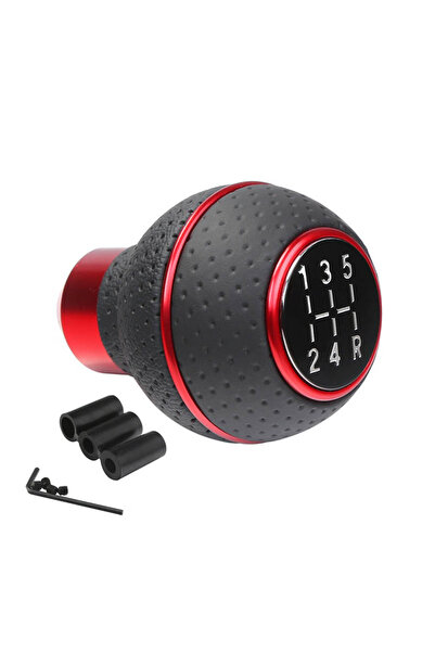 choice2 red ring 5 Speed Shift Knob Gear Stick Leather Shifter Lever Shifting...