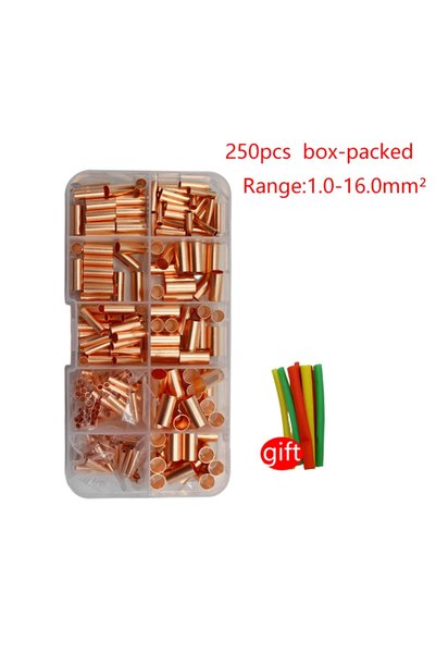 Choice5 250pcs U/O-Shaped Splicing Box Crimping Terminal, Copper Tube Connect...