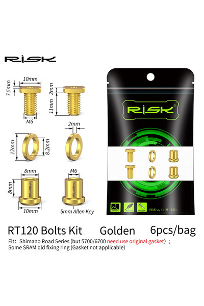 Choice RT120 GD Risk Titanium Alloy Shifter Lever Clip Ring Fixing Bolts, Bic...