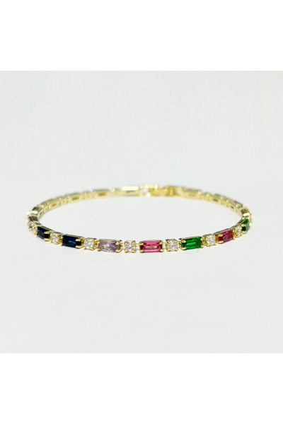 Choice gold colorful Sparkling Multicolor Zircon Bracelet For Women Couple Mi...