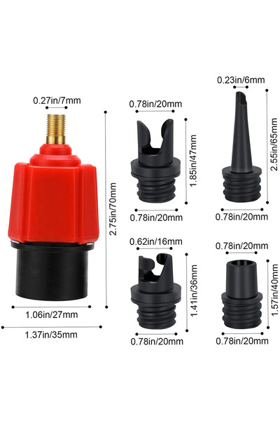 Choice4 MOJOYCE Red 4pcs set Air Valve Adaptor for SUP Board Inflatable Paddl...