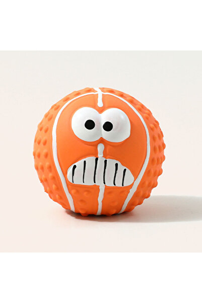 Choice Orange Smiley Face Latex Squeaky Toy - Pet Chew Ball for Dogs, Helps w...