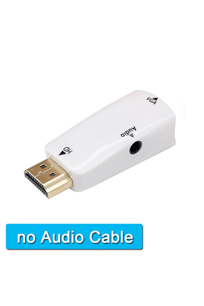 Choice محول HDMI أبيض بدون كابل متوافق مع VGA مع كابل صوت بقابس 3.5 ملم ذكر إ...