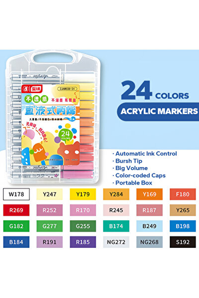 Choice 24 color Acrylic Brush Markers Set with Portable Case, Liquid Ink Art ...