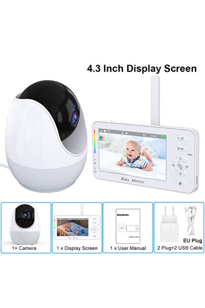 Choice Camera-With EU Plug WiFi Baby Monitor 1080P 4.3 Inch Screen Indoor Vid...