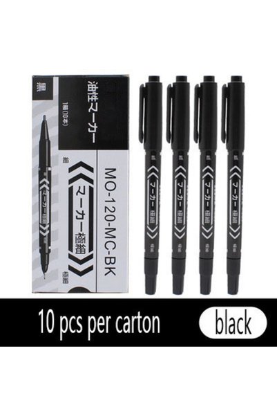 Choice 10 Pcs Black Set 10pcs Double Tip Permanent Quick Dry Markers Pen Wate...