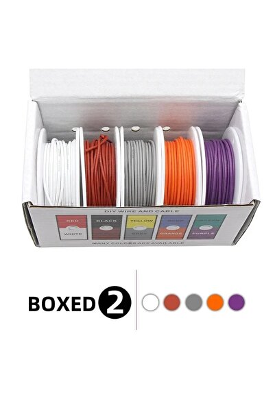 Choice7 كابل مجدول 28AWG 5×10 متر في صندوق، مجموعة مختلطة من 2.5 لون، سلك نحا...