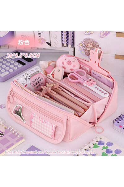 Choice3 Pink Large-capacity Pencil Case, Multi-functional Desktop Finishing S...