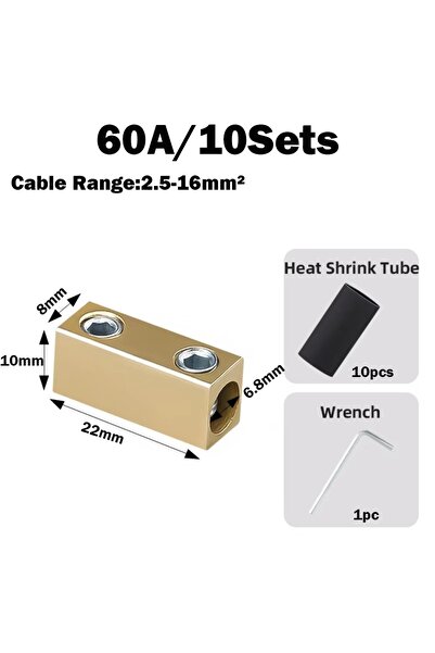 Choice 60A Square-2holes With Heat Shrink Tubing Brass Terminal Block Pressur...