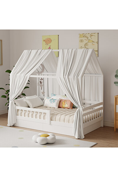 Choice18 135x420cm 2pcs white Bunk Bed Canopy 1/2-Piece Muslin Bunk Bed Canop...