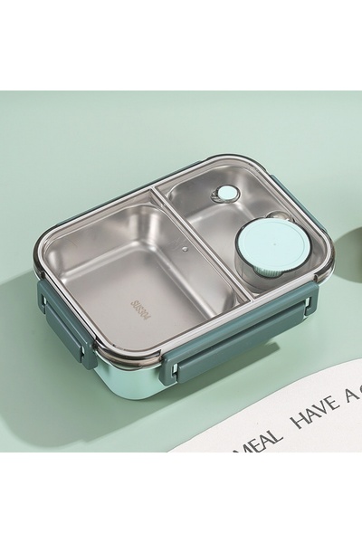 Choice1 850ml green 2 compartment 850ml Portable Lunch Boxes for Children Adu...