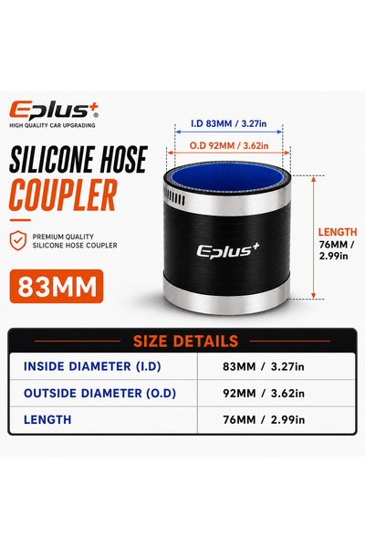 Choice17 ID 83MM EPLUS Black Silicone Tubing Straight Hose Coupler Universal ...