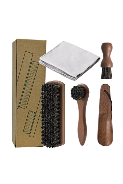 Choice set 1 5PCS Horsehair Shoe Shine Kit - Portable Leather Shoe Care Set w...