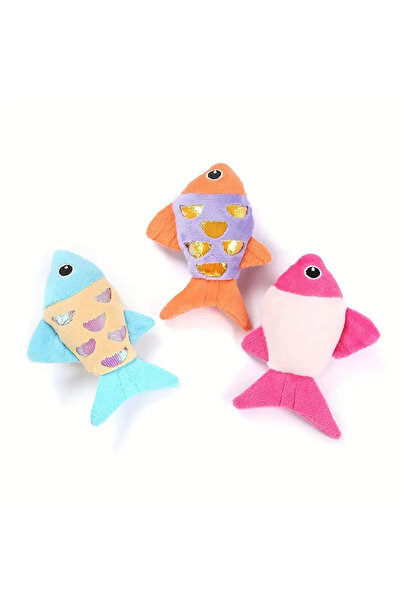 Choice 3pcs Colorful Pet Cat Toys Fish Crinkle Paper Plush Pet Toys Durable B...