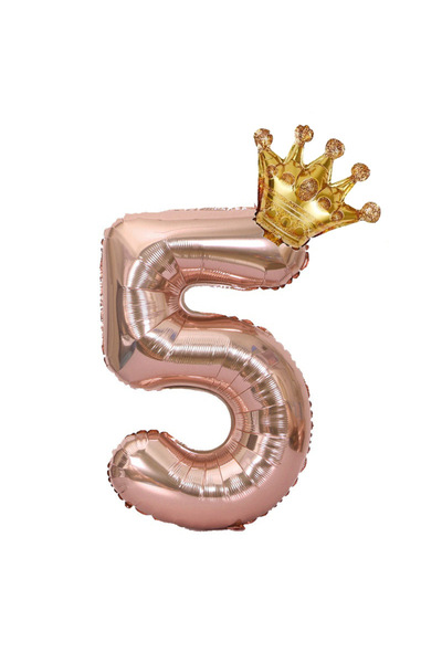 Choice NUMBER 32inch 32RoseGold5 32 inch Rose Gold Crown Digital Balloon Set ...