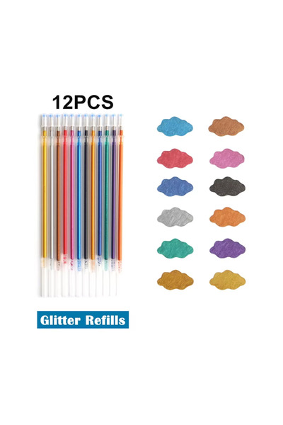 Choice8 12Pcs Glitter Refill 12/24Pcs Metallic Glitter Colors Gel Pens & Pen ...