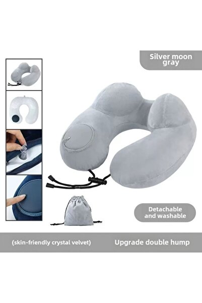 Choice Grey with Bag U-Shaped Comfortable Self-inflating Air Pillow Neck Supp...